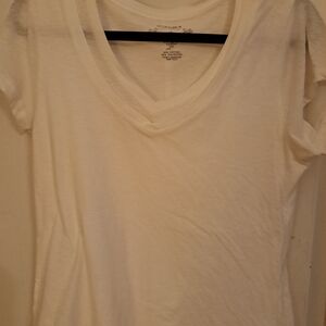 EUC Sonoma Women's Cream layered- look top V-Neck Short Sleeve Tee